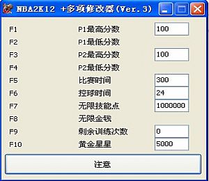 2K12修改器(美国职业篮球11项修改器)