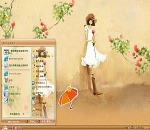 动漫玫瑰女孩XP桌面主题