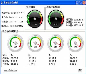 电脑状况监视器(监控CPU内存硬盘使用率)