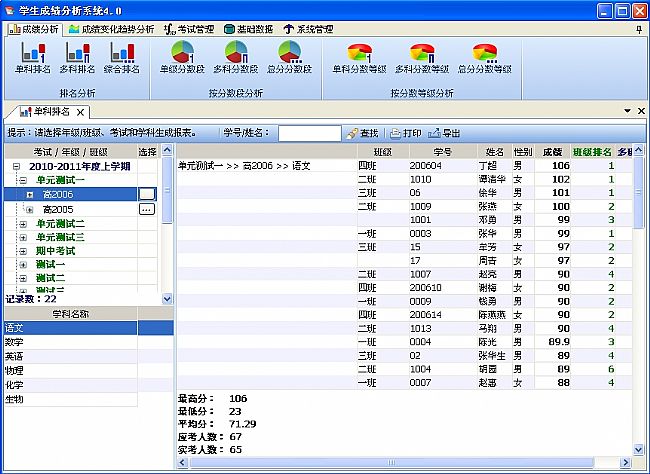 晴夏学生成绩分析系统标准版