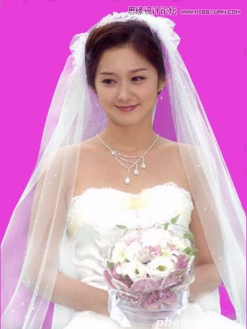 Photoshop使用通道抠出透明婚纱的新娘