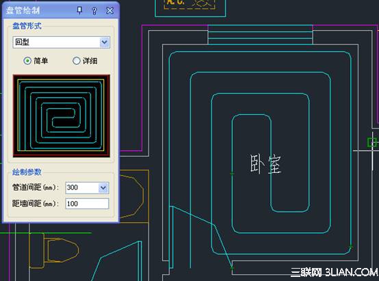 浩辰CAD教程:地板采暖手动绘制盘管