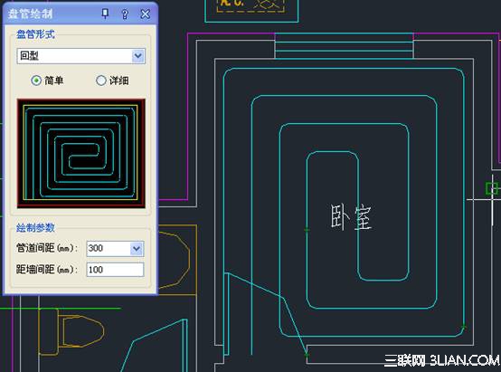 浩辰CAD教程：地板采暖手动绘制盘管