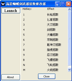 流星蝴蝶剑武器招数修改器