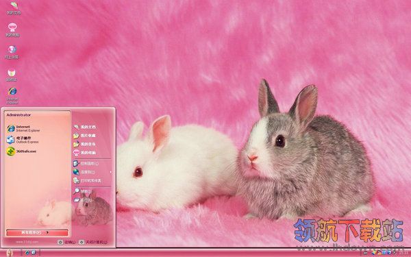 可爱白兔灰兔XP桌面主题