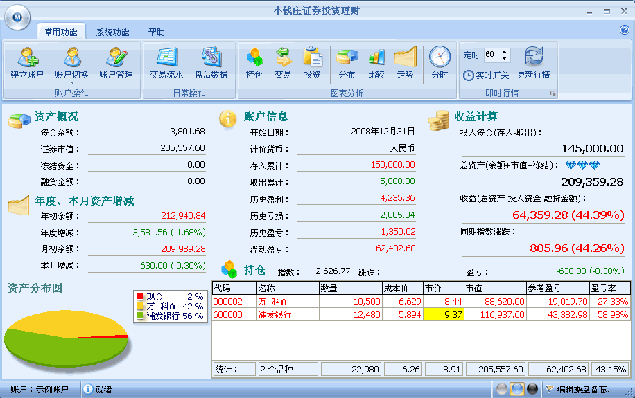 小钱庄股票管理软件(证券交易帐户管理软件)