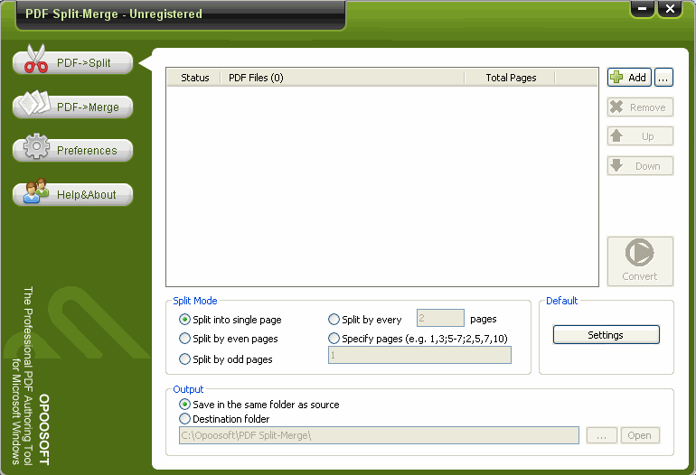 PDF分解合并工具(OpooSoft PDF Split-Merge)