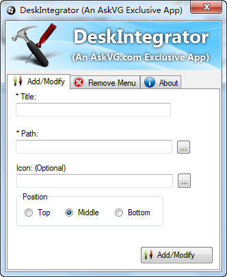 鼠标右键菜单启动软件(DeskIntegrator)
