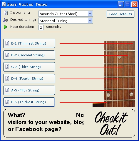 简单吉他调音器软件(Easy Guitar Tuner)