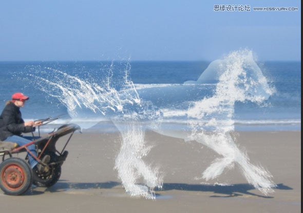 Photoshop合成创意的飞奔水马教程