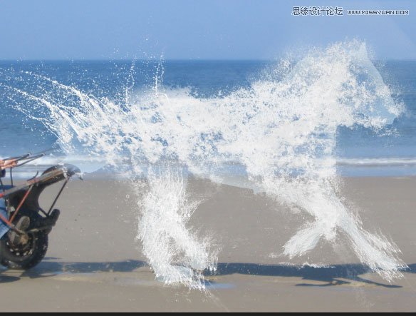 Photoshop合成创意的飞奔水马教程